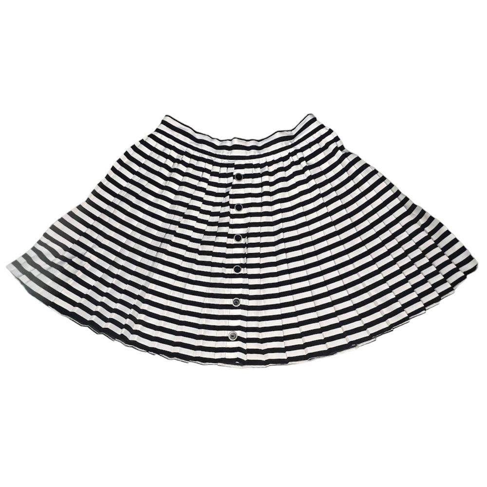Pleated Striped Mini Skater Skirt - Size S